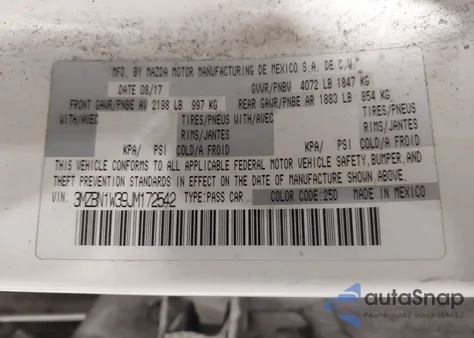 2018 Mazda Mazda3 Grand Touring from USA, damaged, VIN 3MZBN1W39JM172542